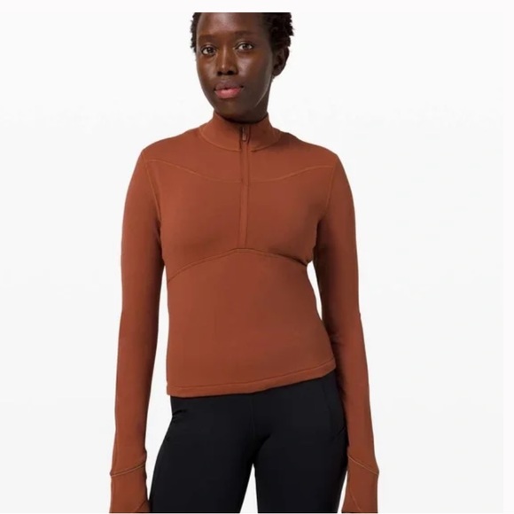 lululemon athletica Jackets & Blazers - LULULEMON ATHLETICA Rulu Running Cropped 1/2 Zip Dark Terracotta PULL OVER size6